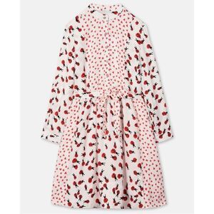 Stella McCartney Kids White Red Ladybug Heart Button Down Shirt Dress Girly Cute